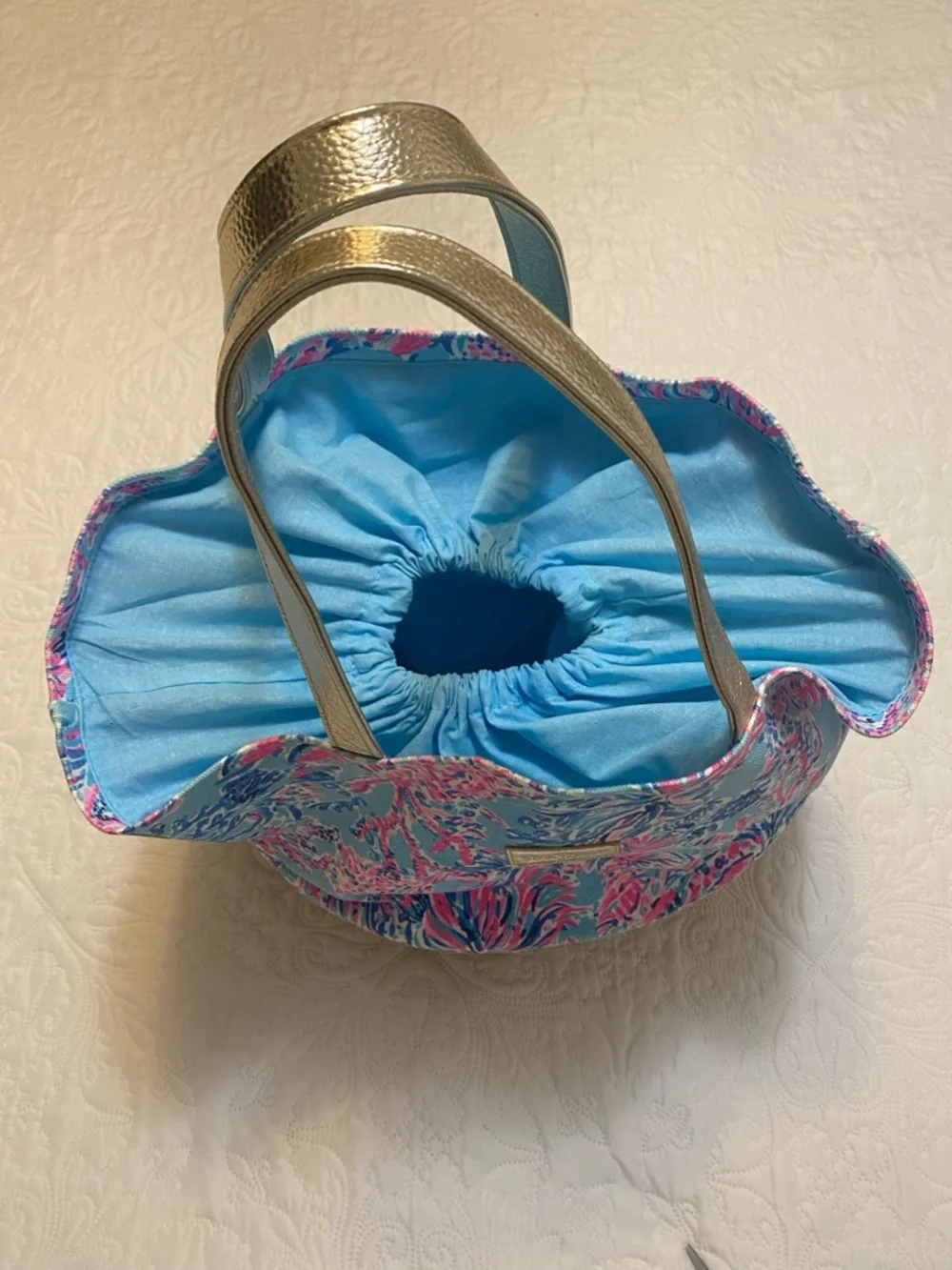 Lilly Pulitzer Canvas Wicker RARE Beach Tote Bag - Picture 11 of 15